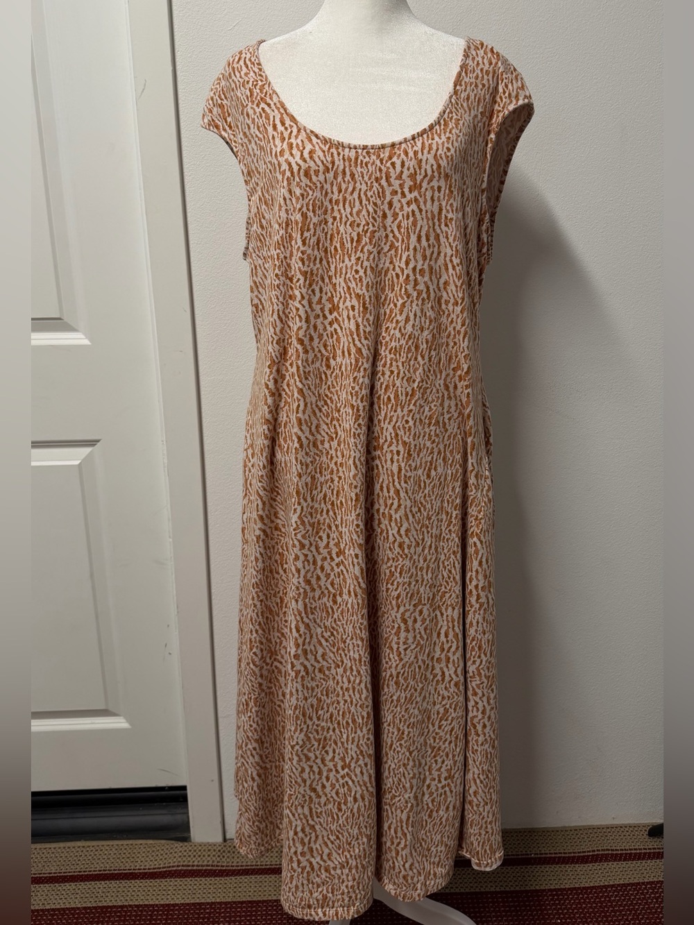 Old Navy XL Burnt Orange Animal Print Sleeveless Swing Dress Midi Dress
